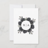 Zwart Bloemen Gotische bruiloft Details Kaarten (Achterkant)