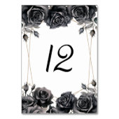 Zwart Bloemen Gotische Trouwtafel Nummer Kaart (Voorkant)
