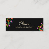 Zwart Bloemen Mini Signature Script Visitekaartje (Voorkant)