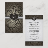 Zwart Bloemen  Monogram Elegant Classy Visitekaartje (Voorkant / Achterkant)