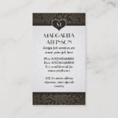 Zwart Bloemen  Monogram Elegant Classy Visitekaartje (Achterkant)