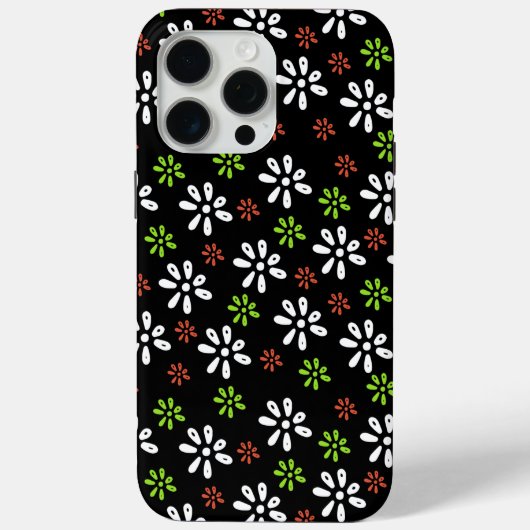 Zwart Bloemen Patroon iPhone 15 Pro Max Hoesje (Achterkant)
