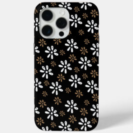 Zwart Bloemen Patroon iPhone 15 Pro Max Hoesje
