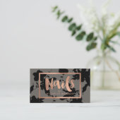 Zwart Bloemen Roos Gouden Tekst Nagelsalon Grijs Visitekaartje (Staand voorkant)