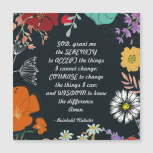 Zwart Bloemen Serenity Gebed Magneet