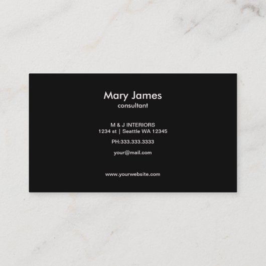 Zwart Bloemen visitekaartje (Achterkant)