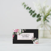 Zwart  Bloemen visitekaartje (Staand voorkant)