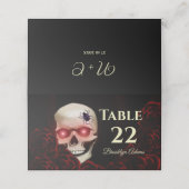 Zwart bloemendonker humeurig gothic schedel rode r (Buitenkant ongevouwen)