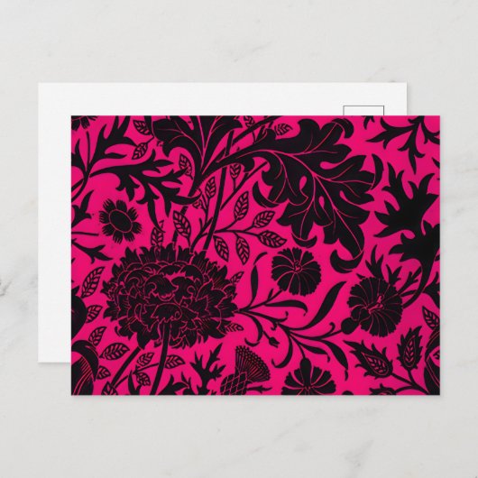 zwart bloemenpatroon op neon briefkaart (Voorkant / Achterkant)