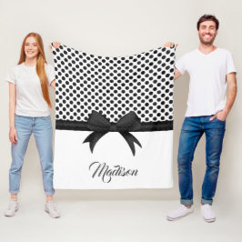 Zwart blok en Stippen patroon Fleece Deken