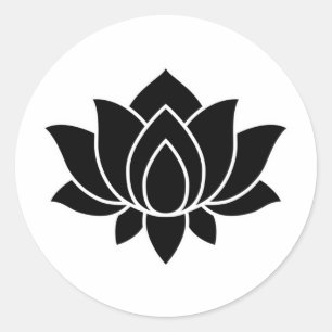 Zwart Blooming Lotus Flower symbol Classic Round S Ronde Sticker