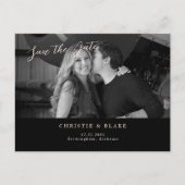 Zwart & Blush B/W foto Opslaan van de datum Briefk Briefkaart (Voorkant)