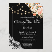 Zwart & Blush Perzik Bloemrijke Kant Wijzig de Dat Kaart (Voorkant / Achterkant)