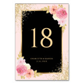 Zwart Blush Roze Goud Confetti Waterverf Bloemen Kaart (Voorkant)