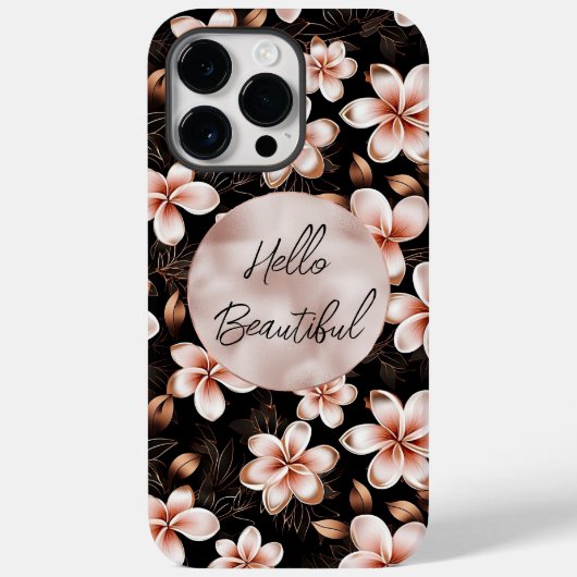Zwart Blush Roze Rose Goud Bloemen Case-Mate iPhone Case (Achterkant)