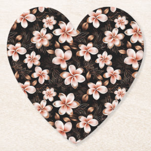 Zwart Blush Roze Rose Goud Bloemen Kartonnen Onderzetters