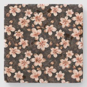 Zwart Blush Roze Rose Goud Bloemen Stenen Onderzetter