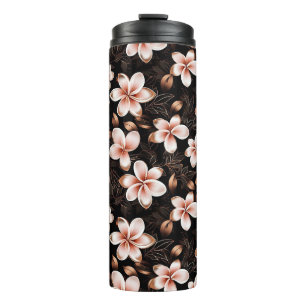 Zwart Blush Roze Rose Goud Bloemen Thermosbeker