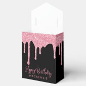 Zwart Blush Roze Sparkle Glitter Drips Verjaardag Bedankdoosjes (Geopend)
