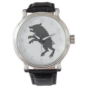 Zwart Boar middeleeuws silhouet Horloge