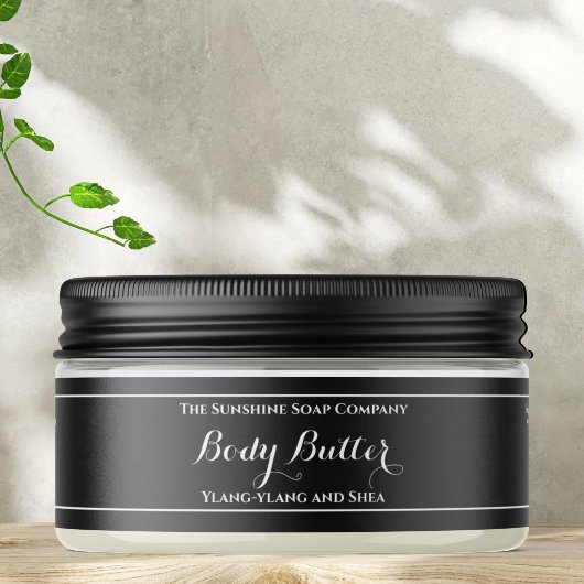 Zwart Body Butter potje label 1 x 7.25 Adreslabel Wikkel