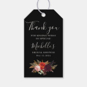 Zwart Boho Bloemen Vrijgezellenfeest Cadeaulabel (Voorkant)