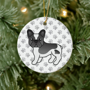Zwart Bonte Franse Bulldog Schattige Cartoon Hond Keramisch Ornament