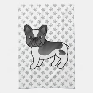 Zwart Bonte Franse Bulldog Schattige Cartoon Hond Theedoek
