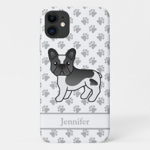 Zwart Bonte Franse Bulldog Schattige Cartoonhond & iPhone 11 Hoesje