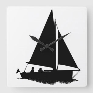 zwart bootsilhouet vierkante klok