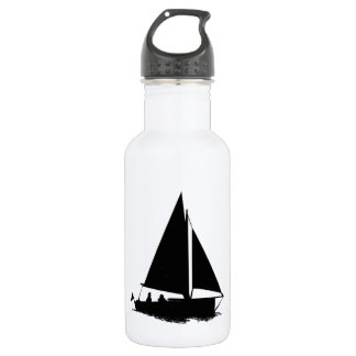 zwart bootsilhouet waterfles 
