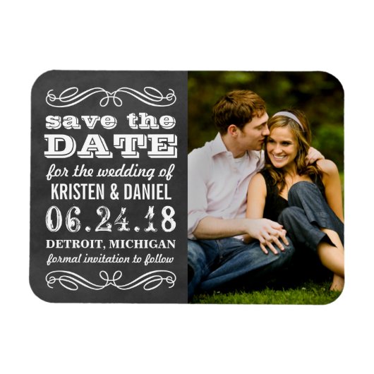 zwart bord Foto opslaan Datum Magneet (Horizontaal)