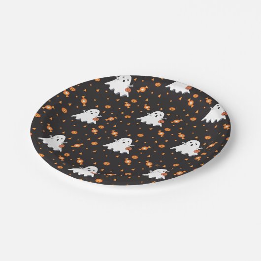 Zwart Bord Halloween Ghost Pattern (Gekanteld)