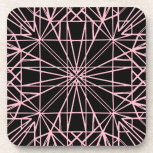 Zwart & Bord Roze Geometrische Symmetrie Drankjes Onderzetter