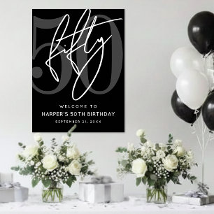 Zwart bord voor 50ste verjaardagsfeestje poster