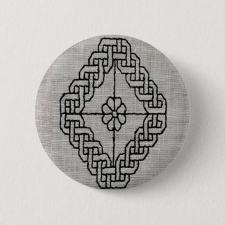 Zwart borduurwerk knoop ronde button 5,7 cm