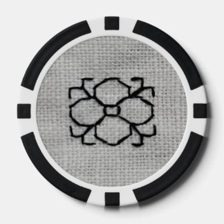 Zwart borduurwerk poker chip