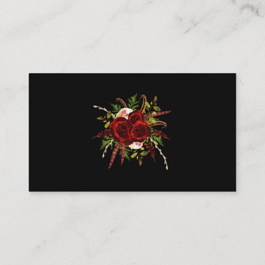 Zwart Bourgogne Bloemen Boho Bruiloft Website RSVP Informatiekaartje (Achterkant)