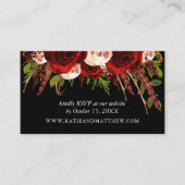 Zwart Bourgogne Bloemen Boho Bruiloft Website RSVP Informatiekaartje (Voorkant)