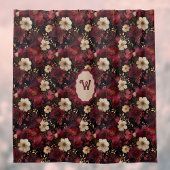 Zwart Bourgogne Gold Cream Bloemmonogram Douchegordijn