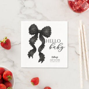 Zwart Bow Baby shower Coquette lint Servet