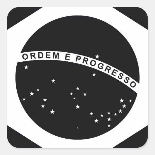 Zwart Brazilië Landenvlag Vierkante Sticker (Voorkant)