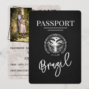 Zwart Brazilië paspoort Bewaar de datum Save The Date