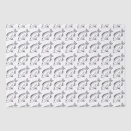 Zwart Bream Fish Wrapping Papier in zwart-wit