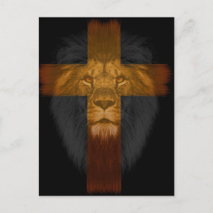 Zwart Briefkaart voor achtergrondkruis/lion