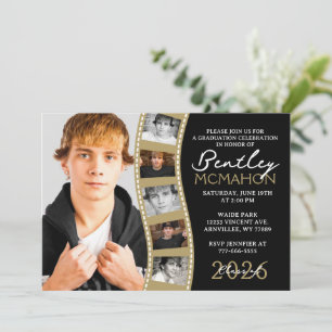 Zwart & Brons Fotofilmstrip Afstuderen Collage Kaart