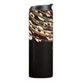 Zwart & Brons Koper Goud Luipaard Cheetah Print Thermosbeker (Gedraaid links)
