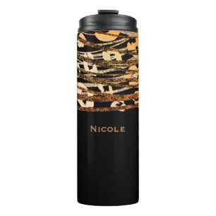 Zwart & Brons Koper Goud Luipaard Jachtluipaard Pr Thermosbeker