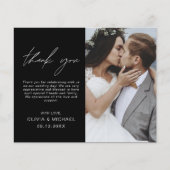Zwart Bruiloft Dank u Foto Minimalistische Kaart (Voorkant)