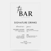 Zwart Bruiloft Handtekening Drinken Bar Menu Frost Acryl Bord (Voorkant)